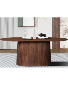 Ovale lichtbruine tafel 'Miguel' - 200 cm | Massief mangohout | H76 x B200 x D100 cm
