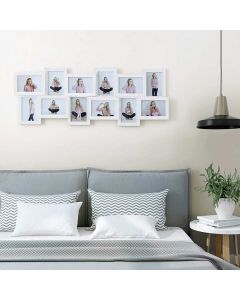 Wit houten collagelijst voor 12 foto's, 4x6, wandmontage